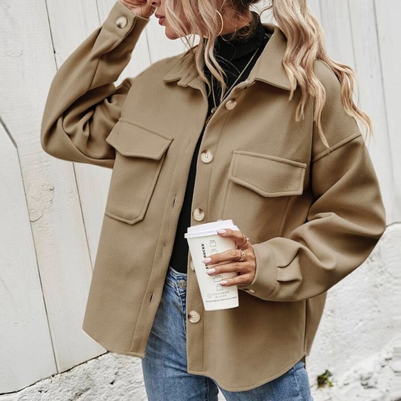 Cozy Boyfriend fit oversized shacket jacket coat - Picture 2 of 6